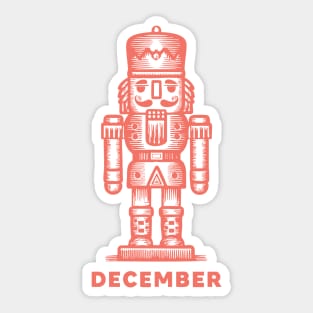 Vintage December Nutcracker - Retro Christmas Toy Soldier Sticker